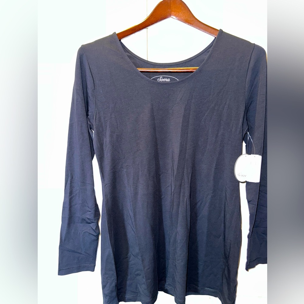 Soma Black Long Sleeve Tunic Tee Medium